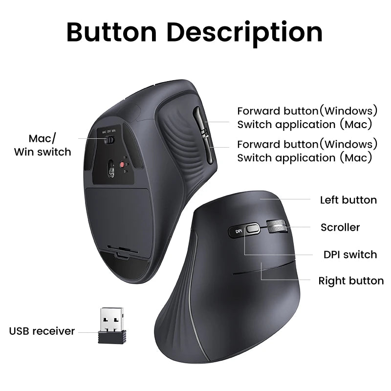 Ratón vertical inalámbrico Bluetooth UGREEN