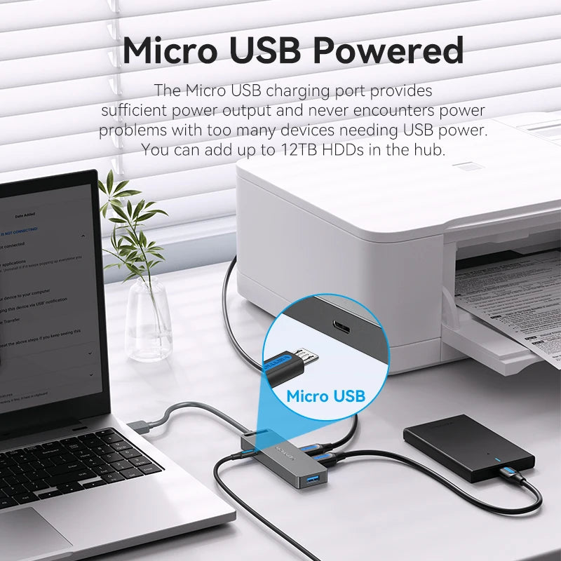 Concentrador USB Vention de alta velocidad con 4 puertos