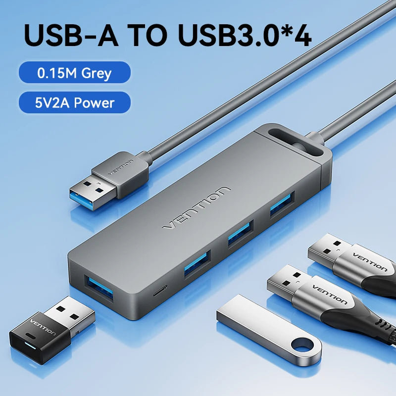 Concentrador USB Vention de alta velocidad con 4 puertos