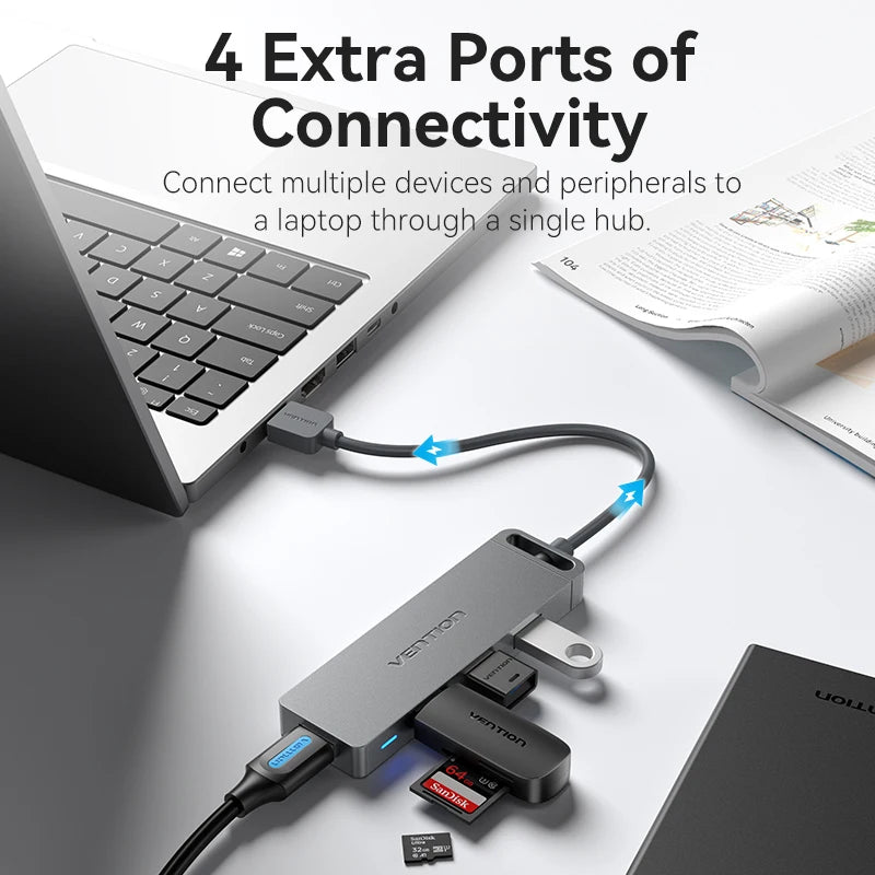 Concentrador USB Vention de alta velocidad con 4 puertos